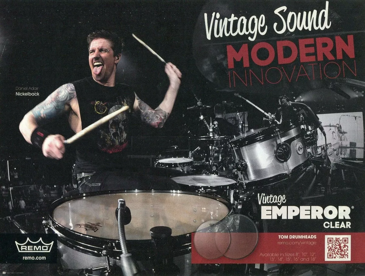 2012 Print Ad of Remo Vintage Emperor Drum Heads w Daniel Adair of