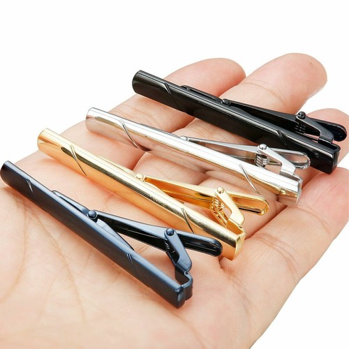 8pcs Mens Stainless Steel Tie Clip Necktie Bar Clasp Clamp Pin Gold Black Silver - Picture 9 of 12