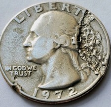 Moneta da quarto di dollaro Washington 1972 (errori di timbro) moneta interessata 👍