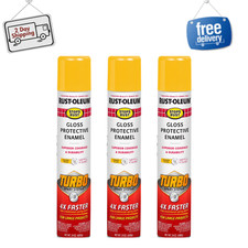  3 Pack Rust-Oleum Stops Rust Turbo Spray Paint, Sunburst Yellow Gloss, 24 oz