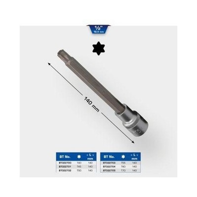 1/2 Zoll Torx-Bit-Stecknuss, 140 mm lang, T45 BRILLIANT TOOLS BT022701