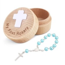 My First Rosary Baby Rosary Baptism Keepsake Box Baby Rosary Catholic Baptism...