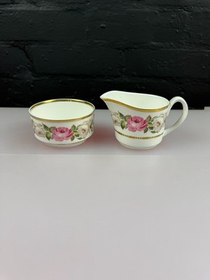 Royal Worcester Royal Garden Dot Dash Sahne Milchkännchen 7 cm & offene Zuckerdose Set