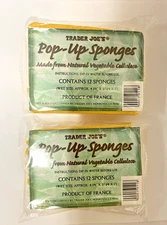 2 x Trader Joes 12 Count Pop-Up Sponges Made From Natural Vegetable Cellulose