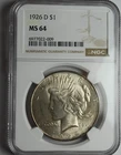 1926 D Peace Dollar Silver MS64 NGC