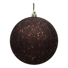 Vickerman 6" Plastic Ball Ornaments in Sequin Chocolate (Set of 4)