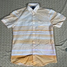 izod saltwater shirt mens medium short sleeve button up orange M casual dad