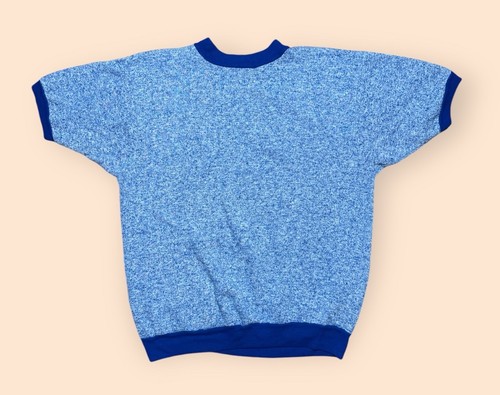 Vintage 1960s Towncraft Penneys Blue Short Sleeve Crewneck Sweatshirt Large 60s - Picture 2 of 3