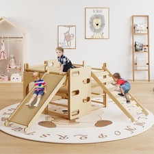 Indoor Playground 10-in-1 Jungle Gym Kids Climbing Toys Wood Climber Playset
