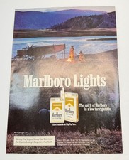 Marlboro Lights Cigarette Vintage Print Ad 1980s Lakefront Philip Morris Tobacco