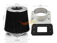 Adaptador de admisión de sensor de flujo de aire de masa + filtro NEGRO para 97-03 Escort / ZX2 2,0 L L4
