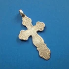 RR ANTIQUE UKRAINE Cossack 19th ! SILVER 84 Orthodox Cross Icon Amulet Pendant
