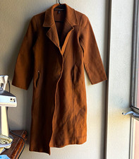 Linda Allard Ellen Tracy Women's Brown Long Wool Overcoat Collared Button 14