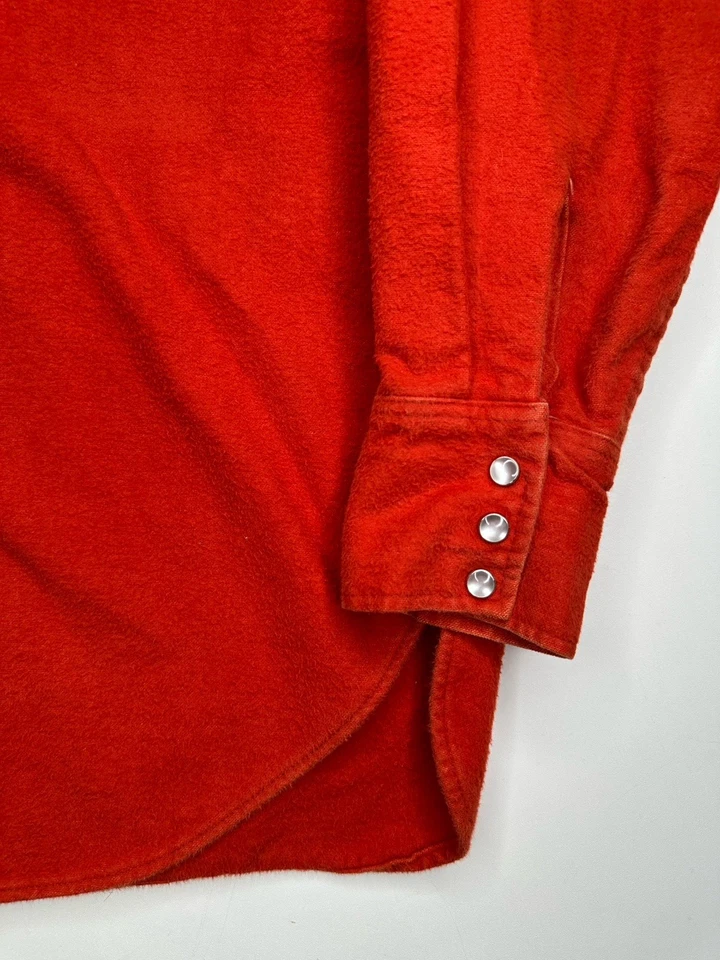Vintage Woolrich Pearl Snap Chamois Western Shirt Heavy Flannel 70’s Orange XL - Image 2 of 4