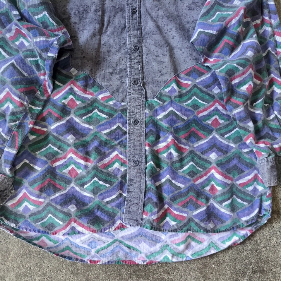 Vintage Rodeo Active Western Shirt Mens Size M Gray Southwestern Aztec Button Up - Image 3 of 4