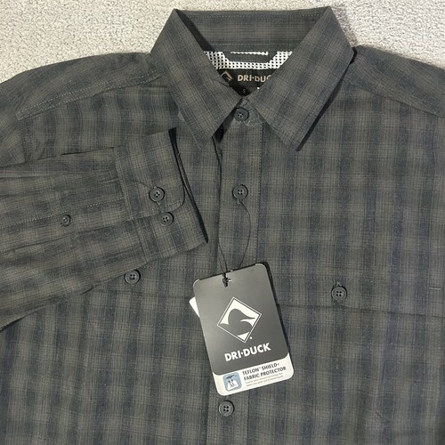 Dri-Duck Paseo Plaid Shirt Men’s Small Gray Vented Back Hiking Button Up NWT - Picture 1 of 20