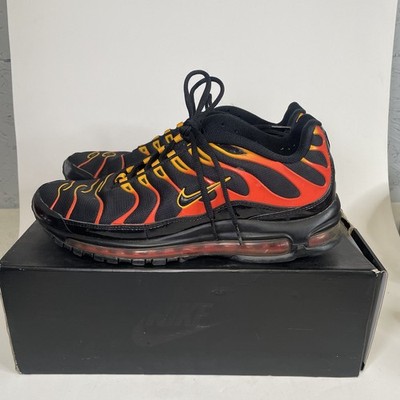 Nike Air Max 97 Plus Shock Orange Men s Size 11 Black Engine Shoes AH8144-002￼