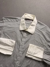 Turnbull & Asser Shirt Mens 17 43 White Black Striped French Cuff Button Up