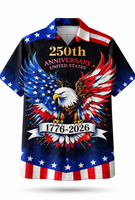 USA 250th Anniversary 1776 2026 Eagle Patriotic Hawaiian Shirt   3D Independence