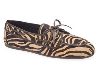 ANTHROPOLOGIE Jeffrey Campbell BOAST DECK BOAT ZEBRA PRINT FLATS  Sz 8.5 $180