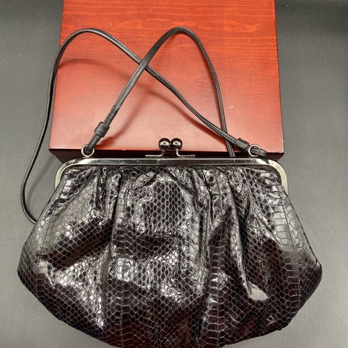 Lyrella Real Snakeskin Purse NWT Leather Lined Black VTG Whimsigoth Grunge - Picture 3 of 12