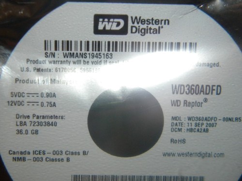 2 NEW Western Digital Raptor WD360ADFD 36GB 10000RPM 16MB Cache SATA 3.5'' Inch - Picture 4 of 7