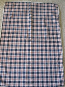 Antique Homespun Plaid Linen  Cover Red Blue White 40 IN.X 28 IN. REVERSIBLE