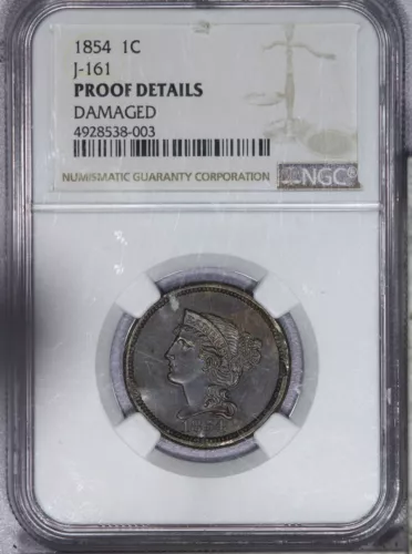 1854 Cent 1c Pattern Proof J-161 NGC Proof Details LB
