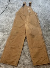 Vintage Carhartt Union USA Overalls Lined Duck Bib Double Knee R02 BRN sz 40x30