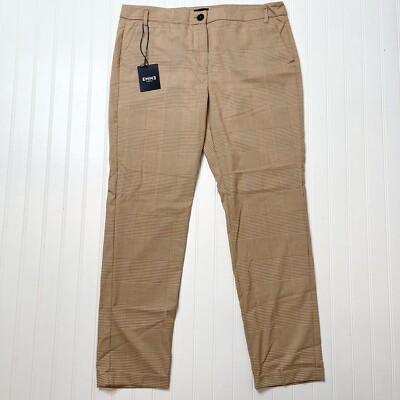 NWT EMME by Marella Hazelnut Brown Plaid Janzir Trouser Pants 12