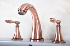 Antique Copper Three Hole 8 inch Widespread Bathroom Sink Faucet Tub Tap 2rg075