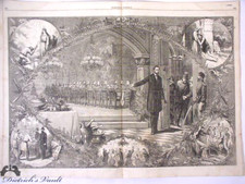 Dîner de Noël Abraham Lincoln Union original pli central Harper's Weekly 1864
