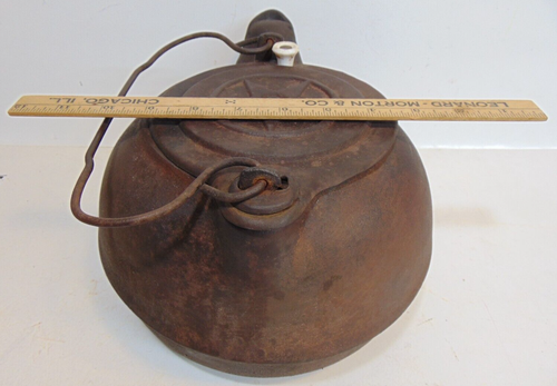 Hervidor de agua de hierro fundido antiguo raro Chattanooga estrella puntiaguda # 8 olla con caño de pájaro - Imagen 23 de 23