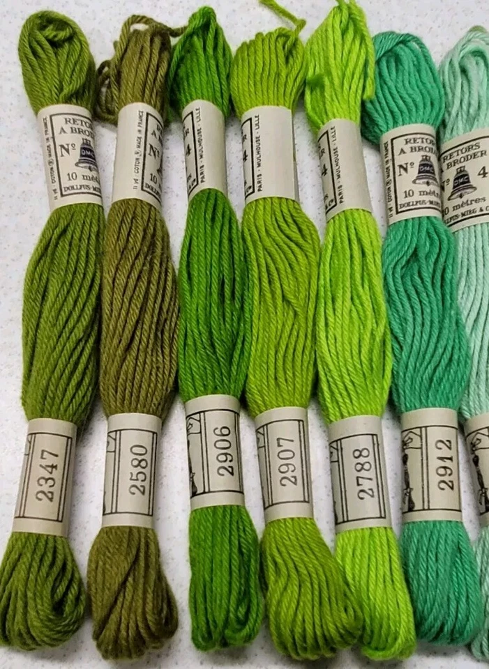 23 DMC Retors #4 Embroidery Floss Lot of 23 Different Colors GREENS - Image 2 of 4