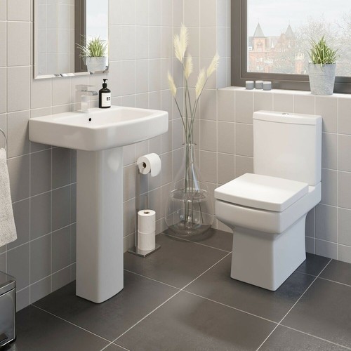 Modern Bathroom Suite 1600mm LH/RH L Shaped Bath Screen Toilet Basin & Pedestal - Picture 5 of 34