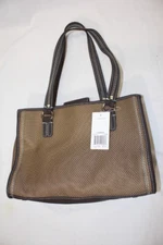 NWT Brown/Taupe THE SAK "Cameron" Box Purse, Dual Handle W/Silver Hardware-B40