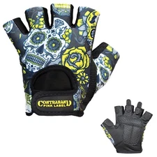 CLEARANCE 50% OFF! Contraband Pink Label 5237 Sugar Skull Lifting Gloves (PAIR)