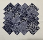 40 4” Navy Blue Floral & Paisley Precut Fabric Quilt Squares Quilting Kit
