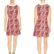 Sandro Paris Womens Dress Mini Short Designer Pink Floral Print 40 AU10 12 S New