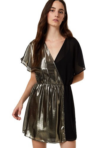 LiuJ o Fashion F69165T5736 Vestito corto in georgette seta Donna Nero F/W  -20% | eBay