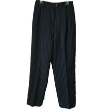 Pendleton Wool Blue Pinstripe Dress Pants Pleated Front Pockets Lined Size 6