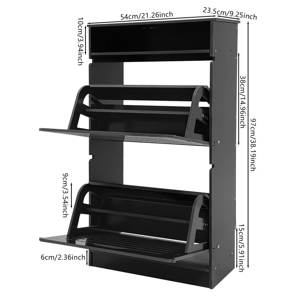 Gabinete de almacenamiento de zapatos estrecho negro zapatero abatible organizador de zapatos entrada Foto 3 de 4