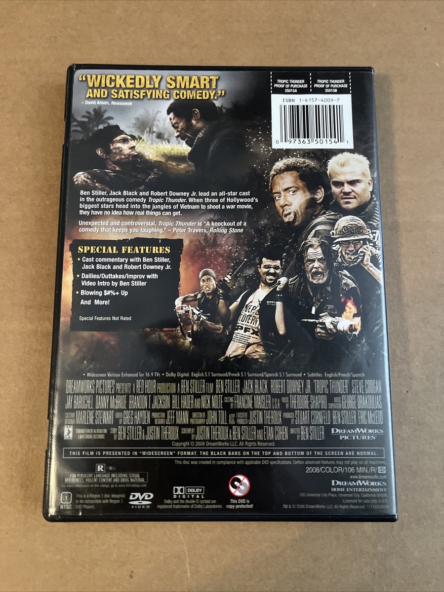 Tropic Thunder - DVD - VERY GOOD Ben Stiller, Robert Downey, Jack
