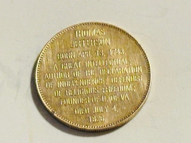 Thomas Jefferson 記念メダル  Vintage President Commemorative Token Medal 31mm Coin - Thomas