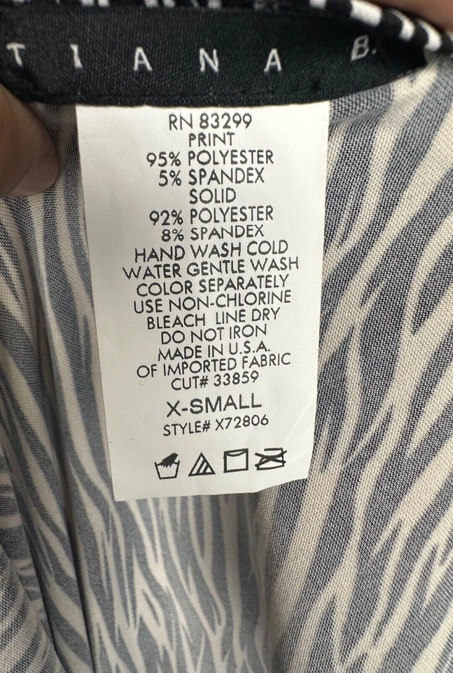 XS Tiana B. short sleeve zebra print dress armpit to arm pit 16.5" length 39" - Image 2 of 4