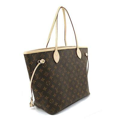 LOUIS VUITTON Neverfull MM Monogram Canvas Tote Bag Brown/Red