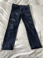Dsquared2 Cool Girl Cropped Jean in Dark Blue SZ IT 42  US 6  Distressed