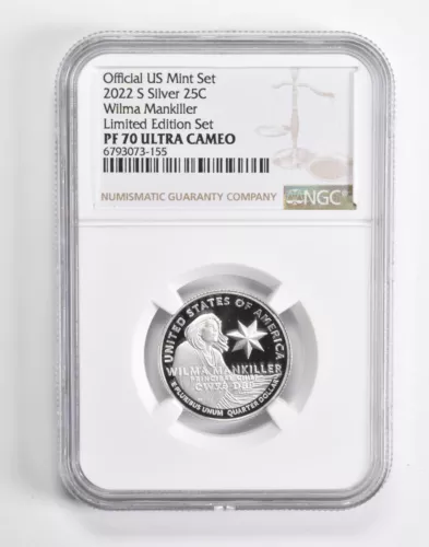 PF70 UCAM 2022-S Silver Wilma Mankiller Quarter Limited Edition NGC