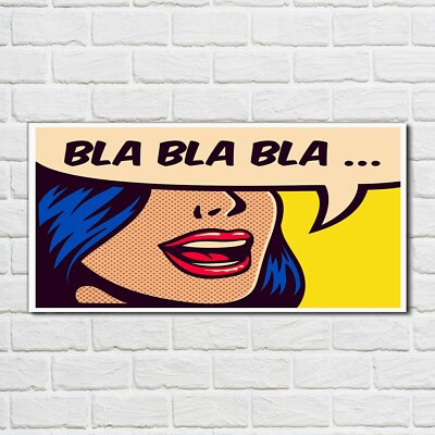 Wandbilder Glasbild Dekobild 100x50 Abstrakte Malerei Bla Bla Bla Comics Kunst