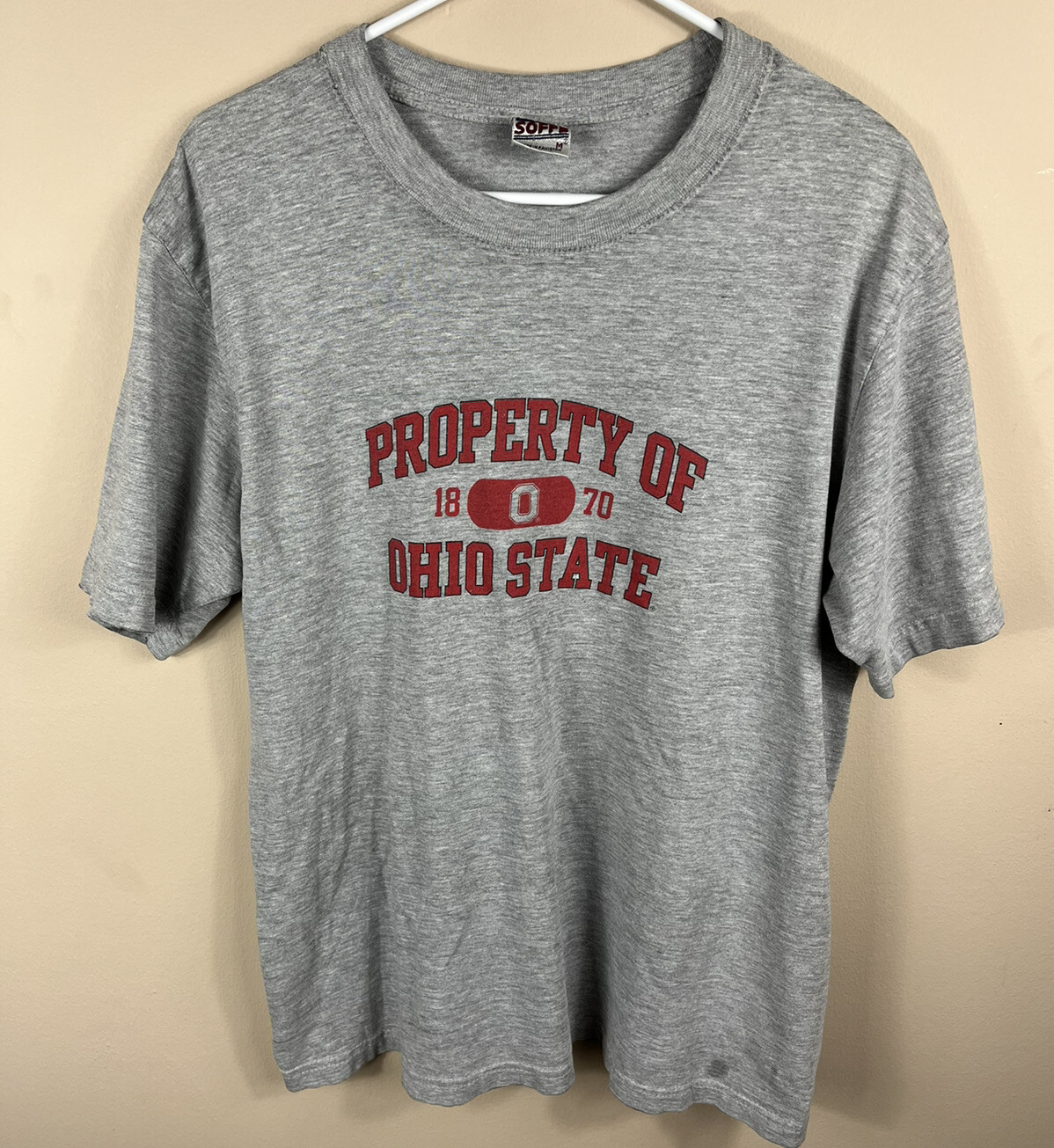 Ohio State Buckeyes Gray OSU Football T-Shirt Medium Vintage Soffe NCAA